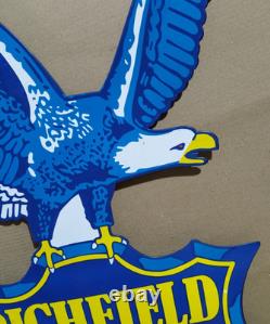 Richfield Hi-Octane Gasoline Porcelain Enamel Sign 39 x 31 Inches 2 Sided