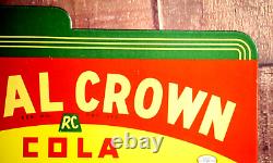 Royal Crown Cola, Double Sided, Flanged Sign Porcelain Collectible, Rustic