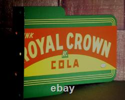 Royal Crown Cola, Double Sided, Flanged Sign Porcelain Collectible, Rustic