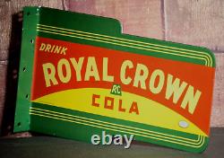 Royal Crown Cola, Double Sided, Flanged Sign Porcelain Collectible, Rustic