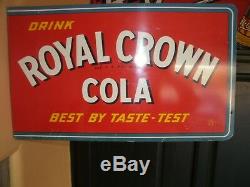 Royal Crown Cola FLANGED DOUBLE SIDED PORCELAIN SODA SIGN