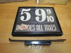 SCHWARTZ NY Old Gas Station Price Double Sided Ad Sign Metal Frame Glass Covers