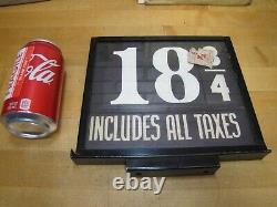 SCHWARTZ NY Old Gas Station Price Double Sided Ad Sign Metal Frame Glass Covers