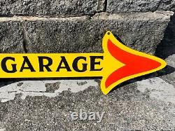 SHELL GARAGE HEAVY DOUBLE SIDED PORCELAIN SIGN, (30x 8) NICE CONDITION