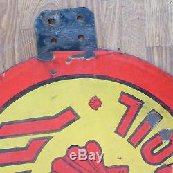 SHELL GAS & OIL PORCELAIN GAS STATION SIGN from 1920-1930 DOUBLE SIDED