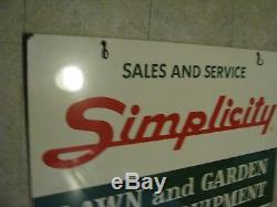 SIMPLICITY Vintage Dealer Sign Heavy TIN Large Hanging Nice Double Sided