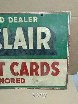 SINCLAIR CREDIT CARD DOUBLE SIDED PAINTED SIGN ON THICK METAL Rare Find