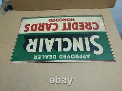 SINCLAIR CREDIT CARD DOUBLE SIDED PAINTED SIGN ON THICK METAL Rare Find