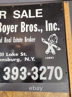 SMILING BOYER BROS. Vintage Advertising REAL ESTATE BROKER DOUBLE SIDED SIGN