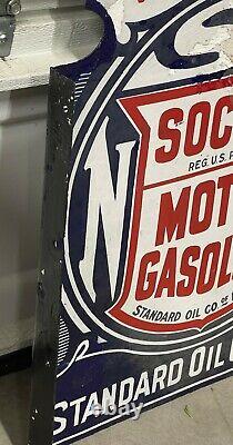 SOCONY Standard Oil Porcelain Gas Sign Flanged Double Sided