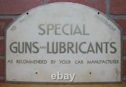 SPECIAL GUNS & LUBRICANTS Old Double Sided Auto Repair Shop Gas Station Ad Sign