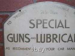 SPECIAL GUNS & LUBRICANTS Old Double Sided Auto Repair Shop Gas Station Ad Sign