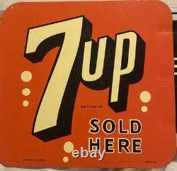 STOUT SIGN CO. LIMITED EDITION DOUBLE SIDED 7UP FLANGE SIGN 925 Prod. USA Made