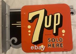 STOUT SIGN CO. LIMITED EDITION DOUBLE SIDED 7UP FLANGE SIGN 925 Prod. USA Made