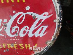 SUPER RARE Vintage Original Coca Cola DOUBLE SIDED PORCELAIN LOLLIPOP SIGN
