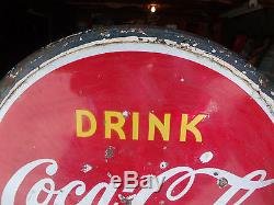 SUPER RARE Vintage Original Coca Cola DOUBLE SIDED PORCELAIN LOLLIPOP SIGN