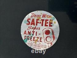 Saf-Tee Super Antifreeze sign. Vintage original. Double Sided