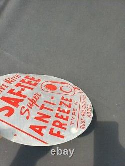 Saf-Tee Super Antifreeze sign. Vintage original. Double Sided