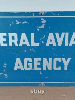 Scarce 1950s Original Federal Aviation Agency FAA Double Sided Sign 24 × 12