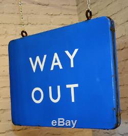 Scottish double sided Way Out british railway enamel sign rail train metal vinta