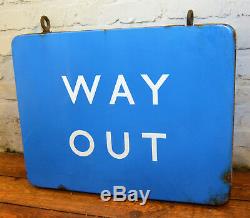 Scottish double sided Way Out british railway enamel sign rail train metal vinta