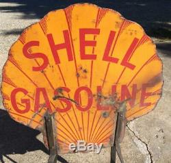 Shell Gasoline Porcelain Sign Bracket Double Sided Clam Shell Oil Automotive