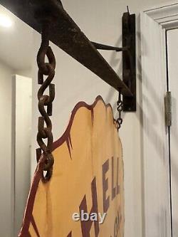 Shell Motor Oil Double Sided Metal Sign with Hanging Bracket