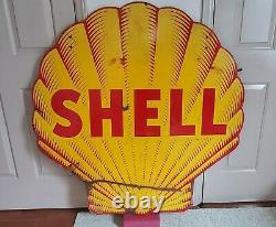 Shell Oil Porcelain Sign 48 Inch Tiger Stripe- Double sided