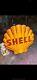 Shell Porcelain Enamel Vintge Gas Station Sign Double Sided Collectors Piece