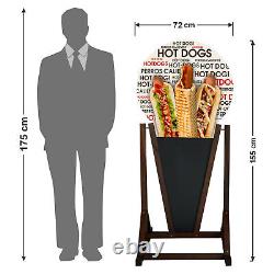 Sidewalk Sign HOT DOGS A-frame Water Resistant Wooden Pavement Stand