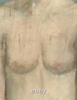 Signed Nude Figure Study Portrait Modernist Double Sided Painting Wood Panel
