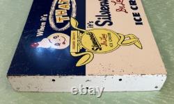 Silverwoods DeLuxe Ice Cream Painted Metal 2 Sided Flange Sign Stout Sign Co