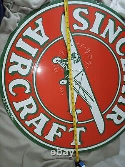 Sinclair Aircraft Porcelain Enamel Sign 30 Inches Round Double Sided