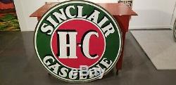 Sinclair Gas sign 48 1930's enamel double sided with ring nice