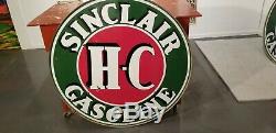 Sinclair Gas sign 48 1930's enamel double sided with ring nice