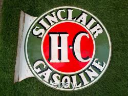 Sinclair HC Porcelain Advertising Sign 24'' Inches Double Sided With Flange