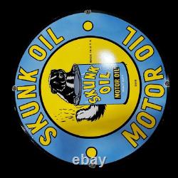Skunk Motor Oil Porcelain Enamel Sign 30 Inches Double Sided
