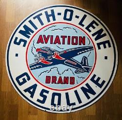 Smitholene gasoline aviation heavy porcelain enamel 48 inch double sided sign