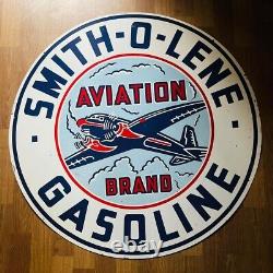 Smitholene gasoline aviation heavy porcelain enamel 48 inch double sided sign