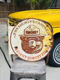 Smokey Double Sided Porcelain Advertising Sign Flange Roughly 18 Inches