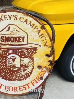 Smokey Double Sided Porcelain Advertising Sign Flange Roughly 18 Inches
