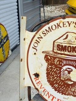 Smokey Double Sided Porcelain Advertising Sign Flange Roughly 18 Inches