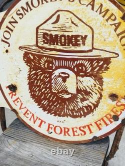 Smokey Double Sided Porcelain Advertising Sign Flange Roughly 18 Inches