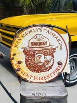 Smokey Double Sided Porcelain Advertising Sign Flange Roughly 18 Inches