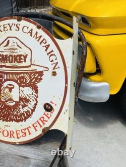 Smokey Double Sided Porcelain Advertising Sign Flange Roughly 18 Inches
