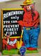 Smokey Prevent Forest Fires Porcelain Enamel Sign 42 X 30 Inches 2 Sided
