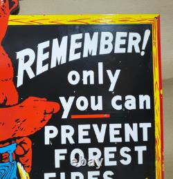 Smokey Prevent Forest Fires Porcelain Enamel Sign 42 x 30 Inches 2 Sided