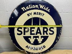 Spears Approved Nation Wide By Merit Double Sided Porcelain Sign Extremely Rar