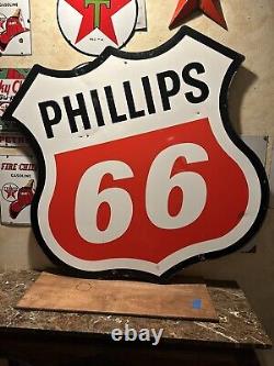 Sps 66 Original & Double Sided'phillips 66'' Porcelain Dealer Sign 47x47 Inch