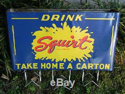 Squirt Soda Sign Double Sided Country Store Bag Holder Early 1940's Ultra MIRare